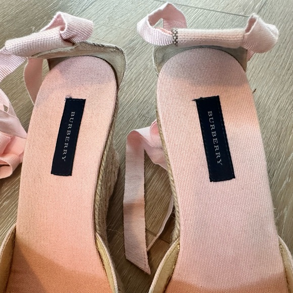 Burberry Espadrilles platform wedges size 8.5W. Pink with plaid, lightly worn. - Picture 2 of 9